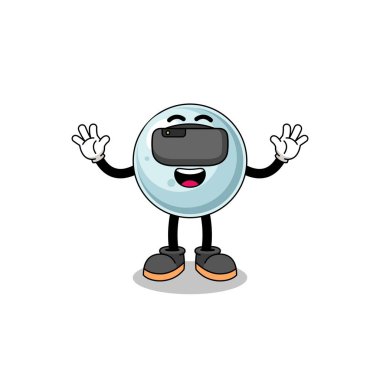 VR kulaklıklı gümüş top tasviri, karakter tasarımı