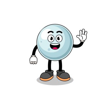 Gümüş top çizgi filmi el hareketi yapıyor, karakter tasarımı...