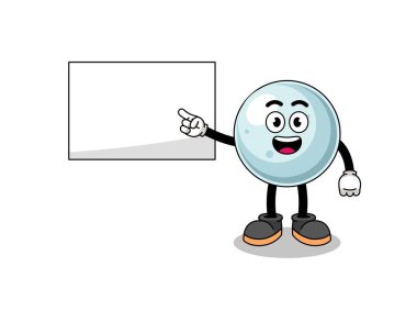 Sunum yapan gümüş top çizimi, karakter tasarımı