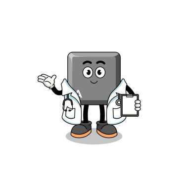 Klavyenin çizgi film maskotu. Anahtar doktor, karakter tasarımı.