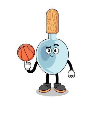 Basketbolcu olarak yemek kaşığı çizimi, karakter tasarımı