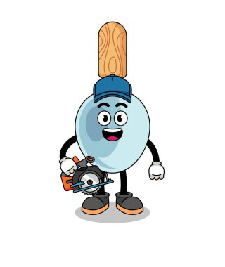 Ahşap işçisi olarak yemek kaşığı çizimi, karakter tasarımı.