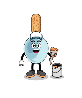 Bir ressam olarak yemek kaşığının maskotu, karakter tasarımı