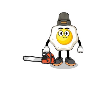 Bir oduncu rolünde sahanda yumurta çizimi, karakter tasarımı.