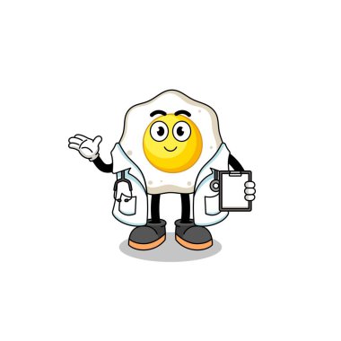 Kızarmış yumurta doktorunun çizgi film maskotu, karakter tasarımı.