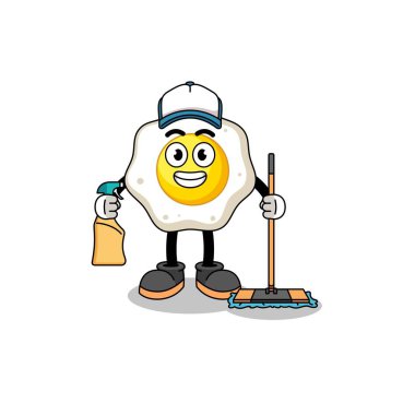 Saf yumurtanın karakter maskotu temizleme servisi, karakter tasarımı.