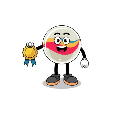 Mermer oyuncak karikatür çizimi memnuniyet garantili madalya, karakter tasarımı