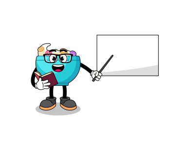 Mısır gevreği öğretmeninin maskot çizgi filmi, karakter tasarımı.