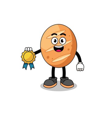 Fransız ekmek çizgi filmi çizimi tatmin edici madalya garantisi, karakter tasarımı