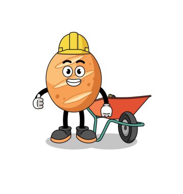 Fransız ekmek karikatürü müteahhit, karakter tasarımı.