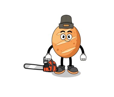 Bir oduncu olarak Fransız ekmek çizimi çizimi, karakter tasarımı