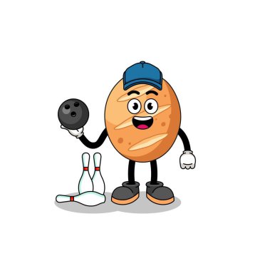 Fransız ekmeğinin maskotu bir bowling oyuncusu, karakter tasarımı