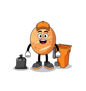 Fransız ekmek çizgi filminin bir çöp toplayıcısı olarak tasviri, karakter tasarımı