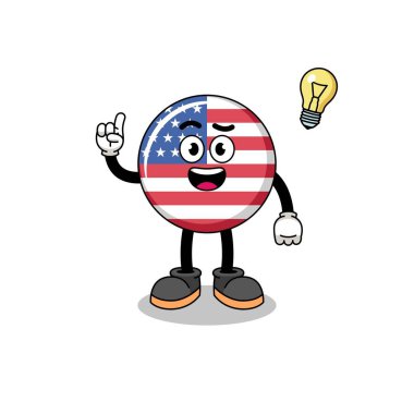 Birleşik Devletler bayrak karikatürü bir fikir poz almak, karakter tasarımı