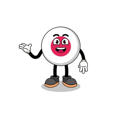 Hoş geldin pozlu Japon bayrağı karikatürü, karakter tasarımı