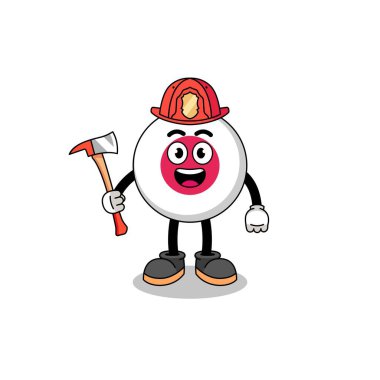 Japon bayrak itfaiyecisinin çizgi film maskotu, karakter tasarımı.