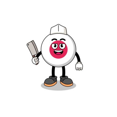 Kasap olarak Japon bayrağının maskotu, karakter tasarımı.