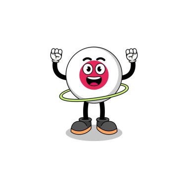 Hula hoop oynayan Japon bayrağının karakter tasarımı