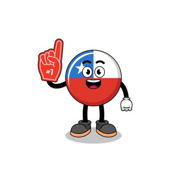 Bir kelebek yakalayan Şili bayrağı karikatürü, karakter tasarımı