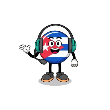 Küba bayrağının müşteri hizmetleri olarak maskotluk tasarımı, karakter tasarımı