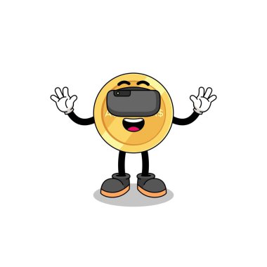 VR kulaklıklı Avustralya Doları tasviri, karakter tasarımı