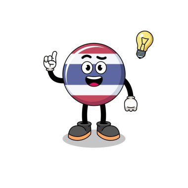 Tayland bayrak karikatürü Bir fikir pozu, karakter tasarımı
