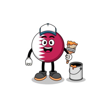 Katar bayrağının karakter maskotu bir ressam, karakter tasarımı