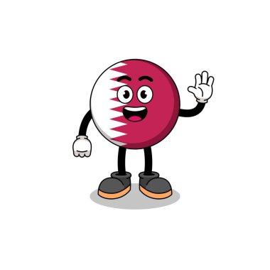 Katar bayrak çizgi filmi el hareketi yapıyor, karakter tasarımı