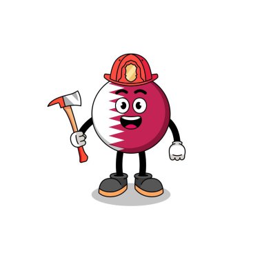 Katar bayrak itfaiyecisinin çizgi film maskotu, karakter tasarımı