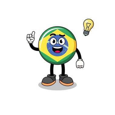 Brezilya bayrak karikatürü bir fikir pozu, karakter tasarımı