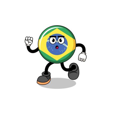 çalışan Brezilya bayrağı maskotu illüstrasyonu, karakter tasarımı