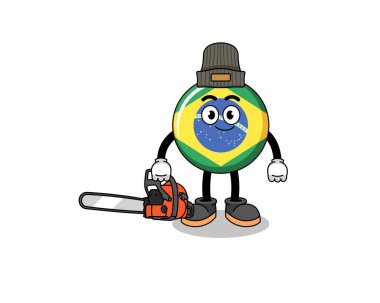 Brezilya bayrağı çizimi bir oduncu olarak, karakter tasarımı