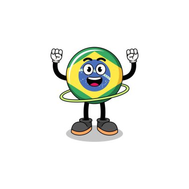 Hula hoop oynayan Brezilya bayrağının karakter tasarımı