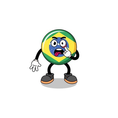 Brezilya bayrağının dili dışarı fırlamış, karakter tasarımı