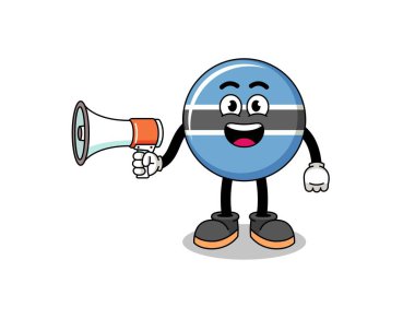Botswana karikatür çizimi megafon, karakter tasarımı
