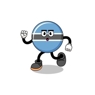 çalışan botswana maskotu çizimi, karakter tasarımı