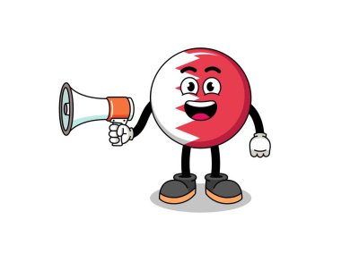Bahreyn bayrağı çizimi megafon, karakter tasarımı
