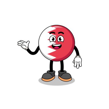 Hoş geldin pozlu Bahreyn bayrağı çizgi filmi, karakter tasarımı