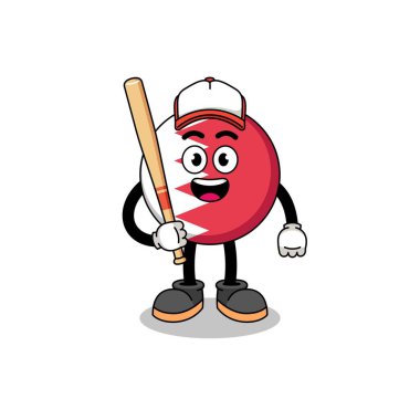 Bahreyn bayrağı maskotu çizgi filmi beyzbol oyuncusu, karakter tasarımı