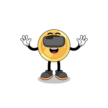 VR kulaklıklı Çinli Yuan 'ın tasviri, karakter tasarımı