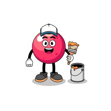 Yaban mersininin karakter maskotu bir ressam, karakter tasarımı