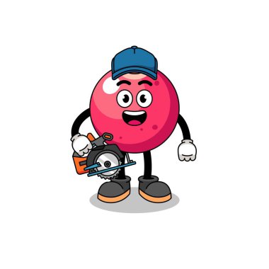 Bir ahşap işçisi olarak kızılcık çizimi, karakter tasarımı