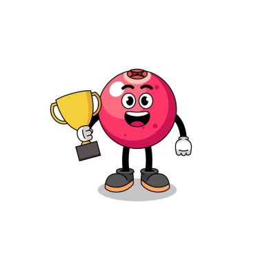 Yaban mersininin çizgi film maskotu elinde bir kupa, karakter tasarımı