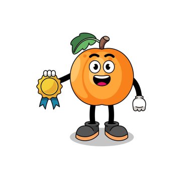 Kayısı karikatür çizimi memnuniyet garantili madalya, karakter tasarımı