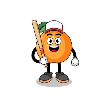 Kayısı maskotu çizgi filmi, beyzbol oyuncusu, karakter tasarımı.