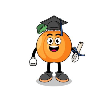 Mezuniyet pozlu kayısı maskotu, karakter tasarımı