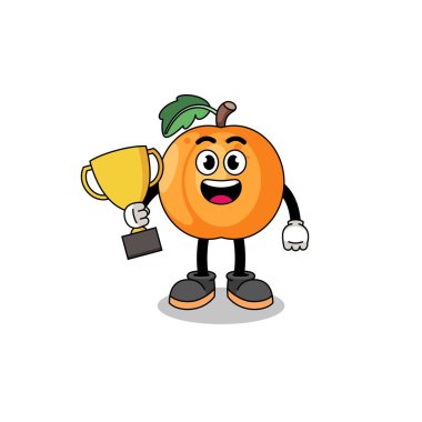 Kayısı çizgi filminin maskotu elinde bir kupa, karakter tasarımı