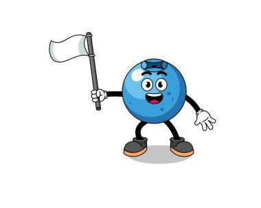 Beyaz bir bayrak taşıyan yabanmersini çizgi filmi, karakter tasarımı