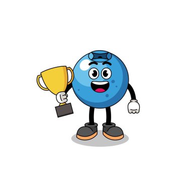 Yaban mersininin çizgi film maskotu elinde bir kupa, karakter tasarımı