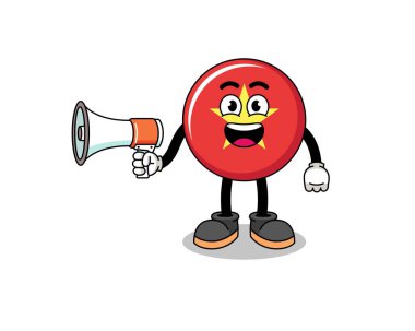 Vietnam bayrağı çizimi megafon, karakter tasarımı